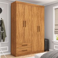 Guarda-Roupa Solteiro Genova 4 Portas 2 Gavetas Cinamomo - Carioca Móveis