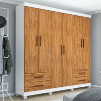 Guarda-Roupa Casal Genova 6 Portas 4 Gavetas 22110 Branco/Cinamomo - Carioca Móveis