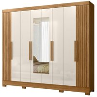 Guarda Roupa Casal Espelho 6P 236 cm Diplomata Freijo Off White Friso Moval