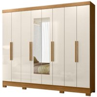 Guarda Roupa Casal Espelho 6P 236 cm Diplomata Freijo Off White Moval