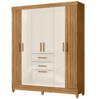 Guarda Roupa Casal 7P 165 cm Malta Freijo Off White Friso Moval