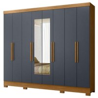 Guarda Roupa Casal Espelho 6P 236 cm Diplomata Freijo Cinza Moval