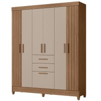 Guarda Roupa Casal 7P 165 cm Malta Carvalho Fendi Friso Moval