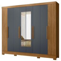 Guarda Roupa Casal Espelho 6P 236 cm Diplomata Freijo Cinza Friso Moval