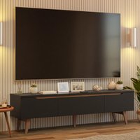 Rack para TV até 80 Polegadas 180cm 2 Portas 1 Gaveta Preto/Rustic Doha Madesa