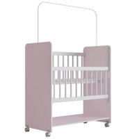 Mini Berço Grade Movel 89 cm Outside Branco Rosa Mobbs
