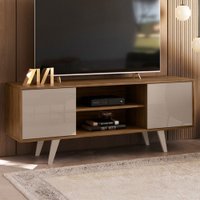Rack para TV Até 50 Polegadas Ravena 2 Portas 1 Prateleira Fendi/Naturele - Pnr Móveis