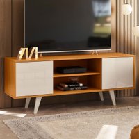 Rack para TV Até 50 Polegadas Ravena 2 Portas 1 Prateleira Cinamomo/Off White - Pnr Móveis