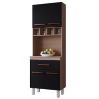 Armario Paneleiro 4P 1G 197x60 cm Vitoria Savana Preto Mobbs