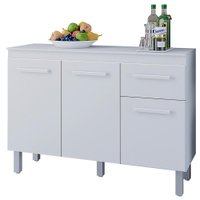 Balcao Com Tampo 3P 1G 120 cm Vitoria Branco Mobbs