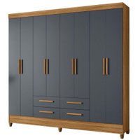 Guarda Roupa Casal 8P 204 cm Florida Freijo Cinza Moval