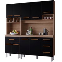 Kit Cozinha 9P 4G 180 cm Vitoria Savana Preto Mobbs