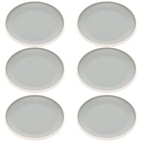 Jogo 6 Pratos de Melamina 27cm Rasos Cinza Wolff Bandejas Redondas Servir Mesa Posta
