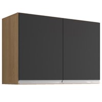 Armario Aereo 2 Portas 80cm Andreia Amendoa Preto REAJL Moveis