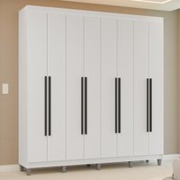 Guarda-Roupa Casal com Pés 8 Portas Batentes Branco/Branco/Preto Venus Madesa