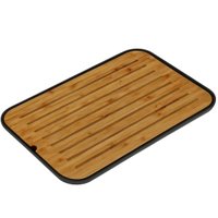 Tábua Migalheira de Bambu 33x23cm Corte Porta Pães Bolos Preto Ou Lume