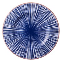 Prato Raso 28cm Porcelana Tramontina Abstratta Decorado Azul Avulso Mesa Posta