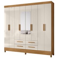Guarda Roupa Casal Espelho 8P 204 cm Florida Freijo Off White Moval