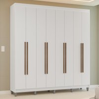 Guarda-Roupa Casal com Pés 8 Portas Batentes Branco/Branco/Rustic Venus Madesa