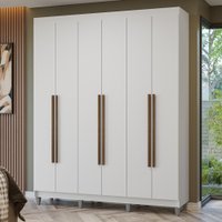 Guarda-Roupa Casal com Pés 6 Portas Batentes Branco/Branco/Rustic Netuno Madesa