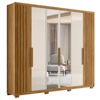 Guarda Roupa Casal Espelho 6P 260 cm Araguaia Freijo Off White Moval