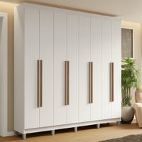 Guarda-Roupa Casal com Pés 8 Portas Batentes Branco/Branco/Rustic Saturno Madesa