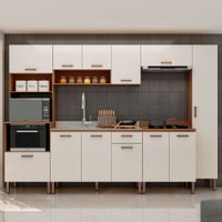Cozinha Completa 12 Portas 1 Gaveta 100% Mdf Cm0071 Freijó/Off White - Genialflex