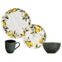 Aparelho de Jantar 24 Peças Orgânico Limonata Arauco Porto Brasil Cozinha Servir Almoço Mesa Posta