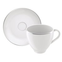 Xícara e Pires de Café Porcelana 100ml Tramontina Atena Branca Mesa Posta