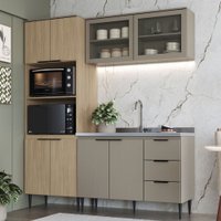 Cozinha Compacta Lavínia 8 Portas 3 Gavetas com Vidro Imperial/Fume - Jcarvalho