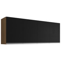 Armario Aereo 4 Portas 160cm Andreia Amendoa Preto REAJL Moveis