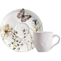 Xícara de Chá 170ml com Pires Bio Encanto Cerâmica Stoneware Decorada Porto Brasil