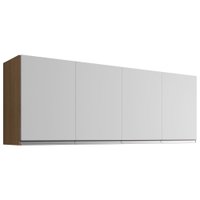 Armario Aereo 4 Portas 150cm Andreia Amendoa Branco REAJL Moveis