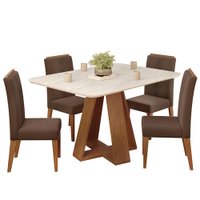 Mesa Jantar Kiara E 4 Cadeiras Yasmin Freijo Veludo Moca DJ MOVEIS