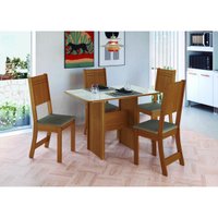 Conjunto Mesa de Jantar 110cm com 4 Cadeiras Multimóveis CR50206 Freijó/Off White/Cacau