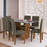 Conjunto Mesa de Jantar 137cm com 6 Cadeiras Multimóveis CR50211 Freijó/Titânio/Cacau