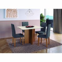 Conjunto Mesa de Jantar 110cm com 4 Cadeiras Multimóveis CR50208 Freijó/Off White/Grafite