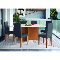Conjunto Mesa de Jantar 170cm com 6 Cadeiras Multimóveis CR50209 Freijó/Off White/Grafite
