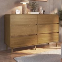 Cômda Infantil Curve 6 Gavetas Carvalho Xingu - Completa Móveis