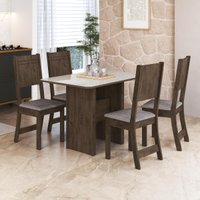 Conjunto Mesa de Jantar 110cm com 4 Cadeiras Multimóveis CR50206 Noce/Off White