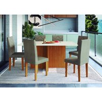 Conjunto Mesa de Jantar 170cm com 6 Cadeiras Multimóveis CR50209 Freijó/Off White/Cacau