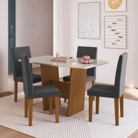 Conjunto Mesa de Jantar 137cm com 4 Cadeiras Multimóveis CR50210 Freijó/Off White/Grafite