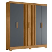 Guarda Roupa Casal 6P 195 cm Valenca Freijo Cinza Moval