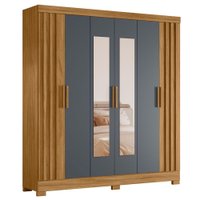 Guarda Roupa Casal Espelho 6P 195 cm Valenca Freijo Cinza Moval
