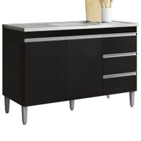 Balcao Pia Sem Tampo 2 PT 3 G 116 cm Andreia Preto REAJL Moveis