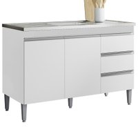 Balcao Pia Sem Tampo 2 PT 3 G 116 cm Andreia Branco REAJL Moveis