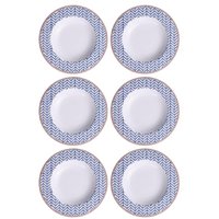 Kit 6 Pratos Fundos Porcelana Decorada 23cm Tramontina Abstratta Restaurante Mesa Posta