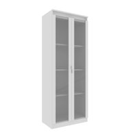 Armário Multiuso 60x160cm com 2 Portas de Vidro e 3 Prateleiras AM3111 Branco