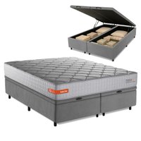 Cama Box Baú Casal Queen Espuma Softgel Power 158x198x63cm Cinza