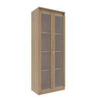 Armário Multiuso 60x160cm com 2 Portas de Vidro e 3 Prateleiras AM3111 Amêndoa